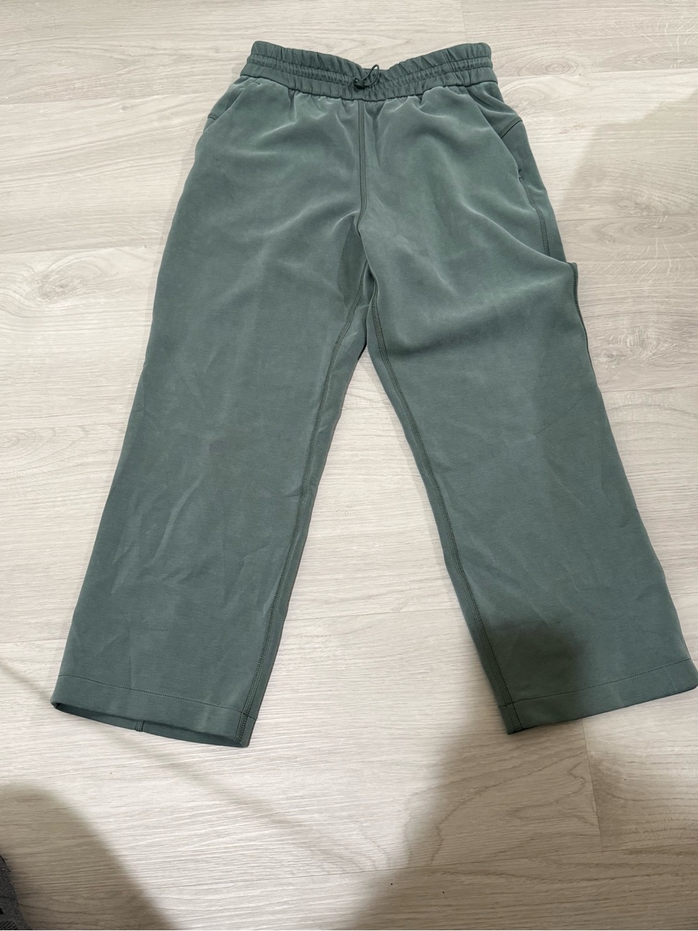 Lululemon Softstreme High Rise Crop Pants Sage Green Wide Leg Lounge Size 4
